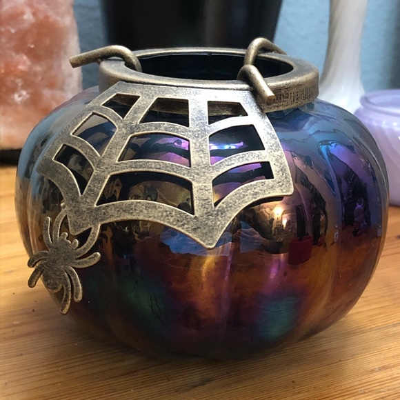 Multicolored Glass Pumpkin Candle Holder - Picture 2 of 4